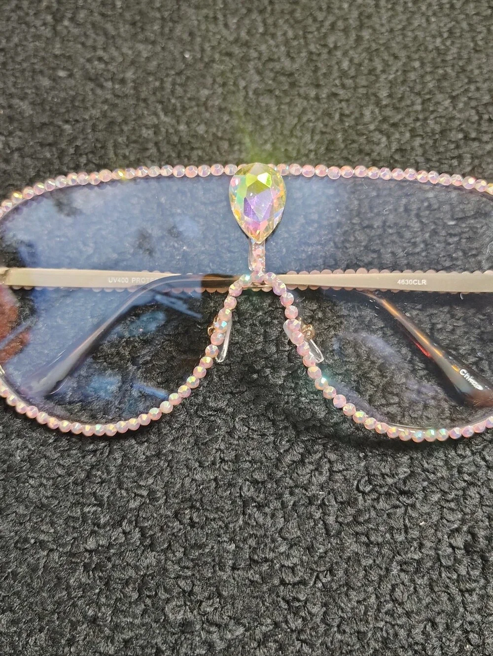 Women's Custom Blinged Round Oval Rhinestone Oversized Pink Sunglasses New